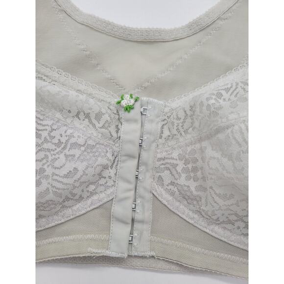 Vintage Anthony Richards Gray Floral Lace Front Closure Wire Free Bra Size 40C - Picture 2 of 9